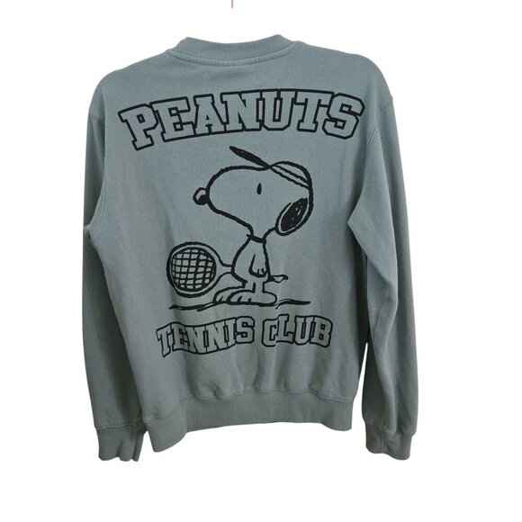 Peanuts Tennis Club Crewneck Green Sweatshirt Unisex Size S - Picture 1 of 5